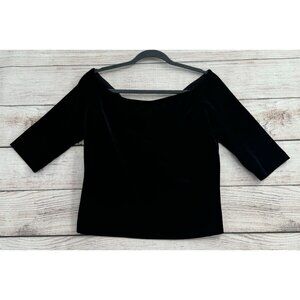 Vintage Jessica‎ McClintock Velvet Blouse Women's Size XL Black Made in USA